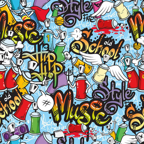Green and Yellow Graffiti Children Peel and Stick Removable Wallpaper