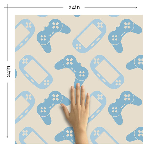 Blue Gaming Children Peel and Stick Removable Wallpaper