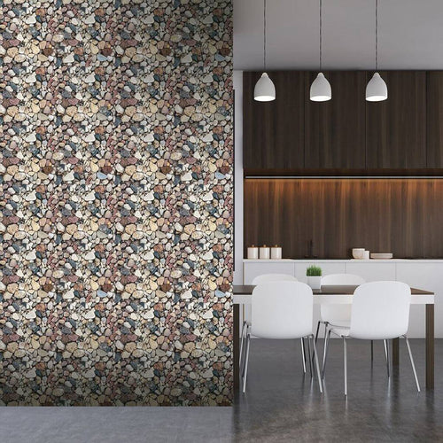 Blue and Brown Stone Texture Peel and Stick Removable Wallpaper