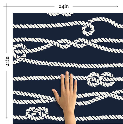 Blue and White Line Nautical Peel and Stick Removable Wallpaper