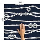 Blue and White Line Nautical Peel and Stick Removable Wallpaper