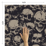 Black and Tan Skulls Teens Peel and Stick Removable Wallpaper