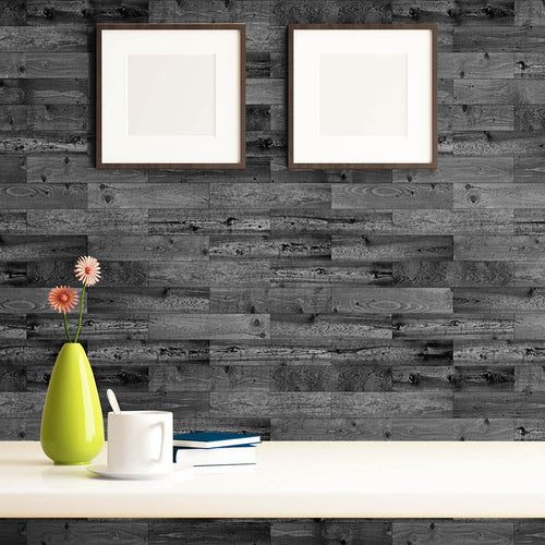 Black Wood Texture Peel and Stick Removable Wallpaper