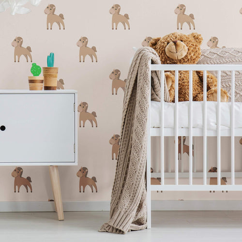 Beige and Brown Motif Children Peel and Stick Removable Wallpaper