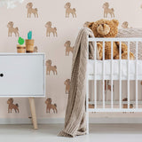 Beige and Brown Motif Children Peel and Stick Removable Wallpaper