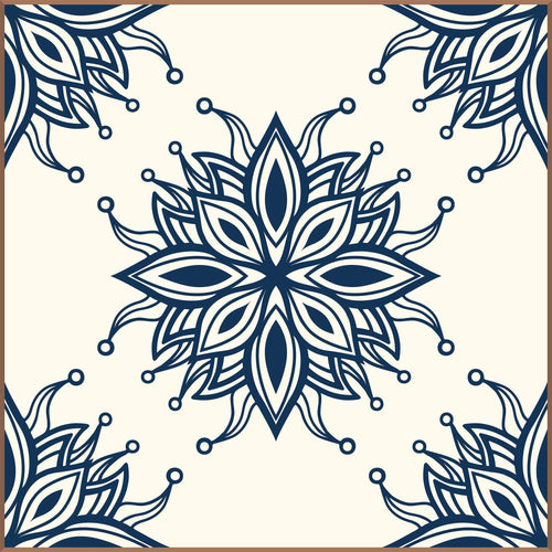 Blue Floral Tile Adhesive Peel and Stick Removable Wallpaper