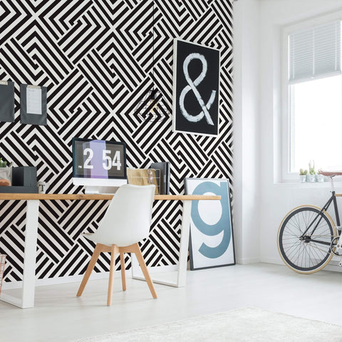 Black and White Cross Peel and Stick Removable Wallpaper