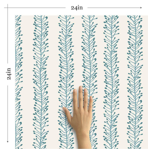 Blue Floral Basic Peel and Stick Removable Wallpaper