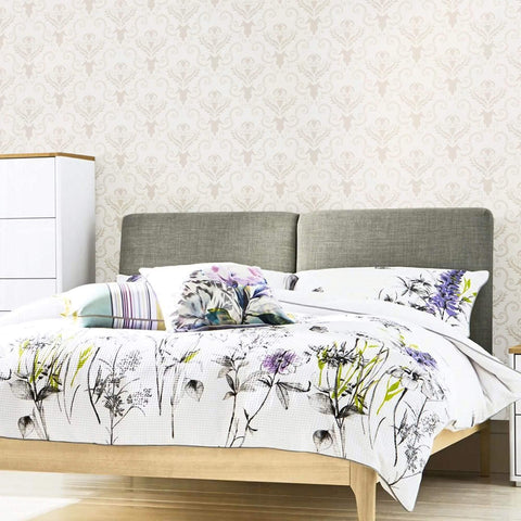 Beige and Taupe Damask Basic Peel and Stick Removable Wallpaper