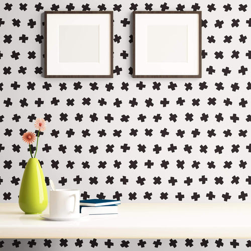 Black Geometric Basic Peel and Stick Removable Wallpaper