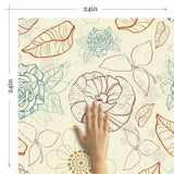 Blue and Beige Textured Floral Peel and Stick Removable Wallpaper