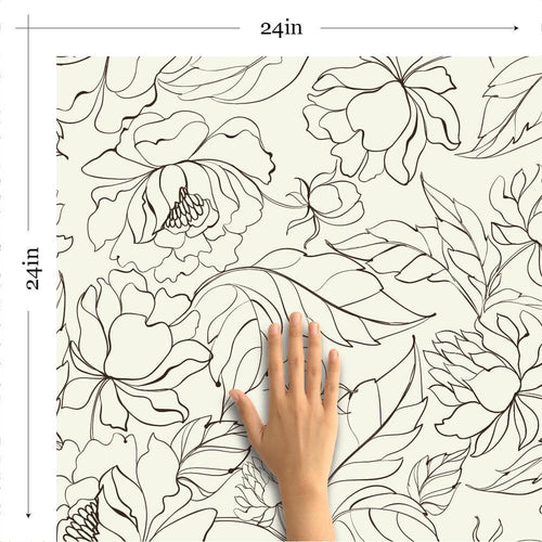 Beige Floral Floral Peel and Stick Removable Wallpaper 9824