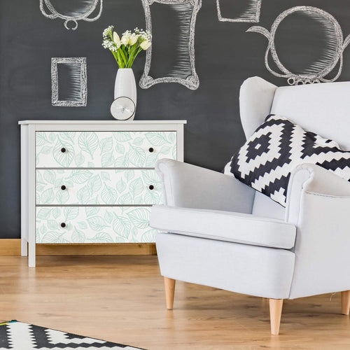 Green and White Floral Floral Peel and Stick Removable Wallpaper