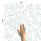 Green and White Floral Floral Peel and Stick Removable Wallpaper