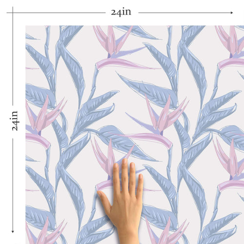 Pink and Blue Floral Peel and Stick Removable Wallpaper