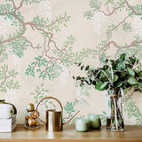 green leaves peel and stick removable wallpaper