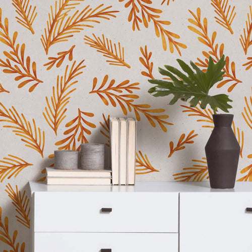 Mustard Botanical Floral Removable Wallpaper 8101 | Walls By Me