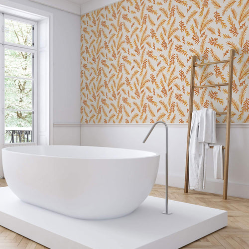 Mustard Botanical Floral Removable Wallpaper 8101 | Walls By Me