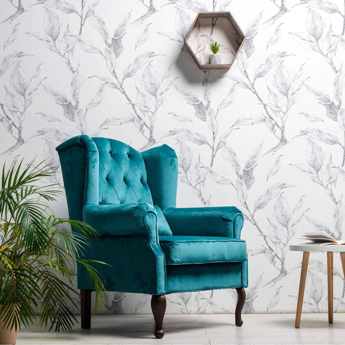 MH36505 Wallpaper  Grey & Beige Grand Floral Wallpaper