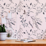 Pink Leaves Peel and Stick Removable Wallpaper