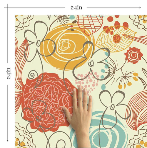 Red Heart Floral Removable Wallpaper 2097| Walls By Me