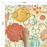 Red Heart Floral Removable Wallpaper 2097| Walls By Me