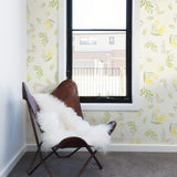 Green and Beige Birds Floral Removable Wallpaper 8273| Walls By Me