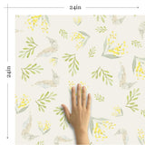 Green and Beige Birds Floral Removable Wallpaper 8273| Walls By Me