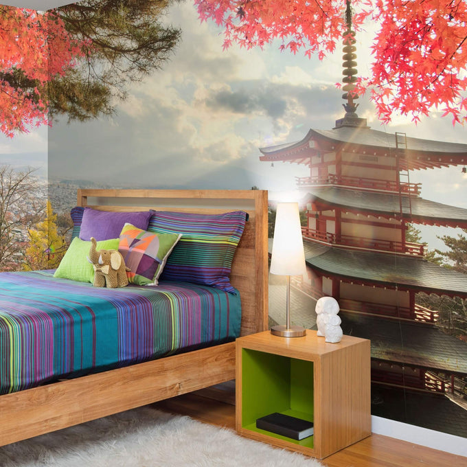 Fuchsia and White Asian Peel and Stick Removable Wall Mural 2343