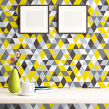 Yellow and Grey Triangles Geometric Removable Wallpaper 3954| Walls By Me