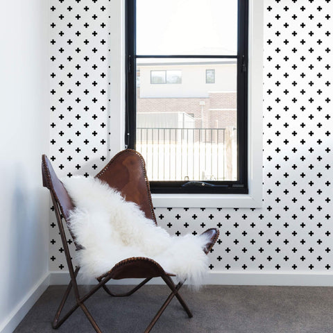 White and Black Cross Geometric Removable Wallpaper 2016| Walls By Me