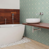 Green and Beige Pattern Geometric Peel and Stick Removable Wallpaper