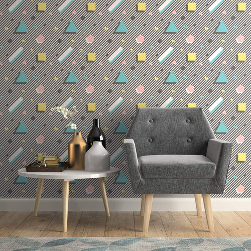 Pink and Yellow Shapes Geometric Removable Wallpaper 1160| Walls By Me