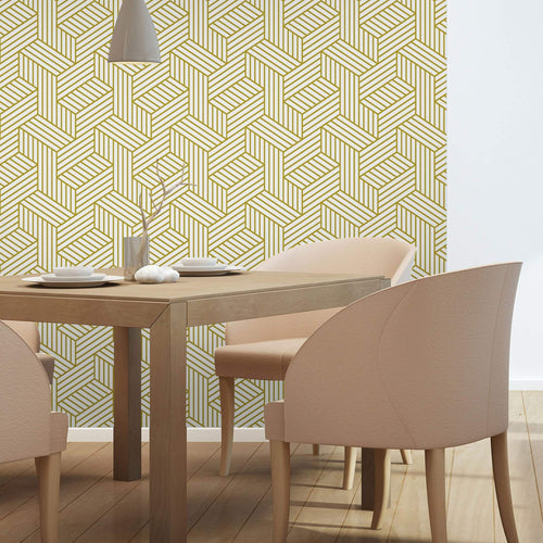 Beige and Cream Textured Geometric Peel and Stick Removable Wallpaper