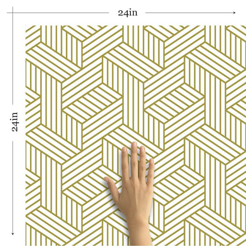 Beige and Cream Textured Geometric Peel and Stick Removable Wallpaper