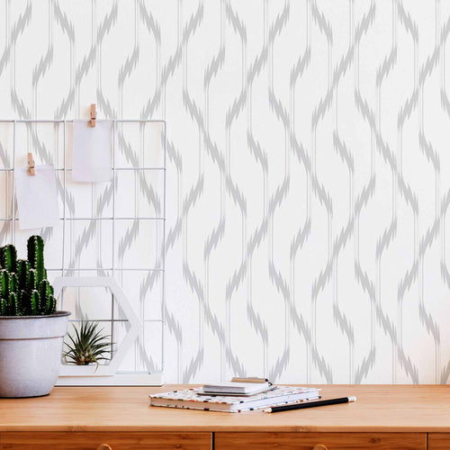 grey simple stripes removable wallpaper for bedroom