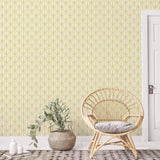 Vintage finesse takes a fun route in this distinctive peel and stick wallpaper.