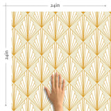 Vintage finesse takes a fun route in this distinctive peel and stick wallpaper.