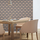 Navy and Beige Textured Geometric Removable Wallpaper 291d| Walls By Me