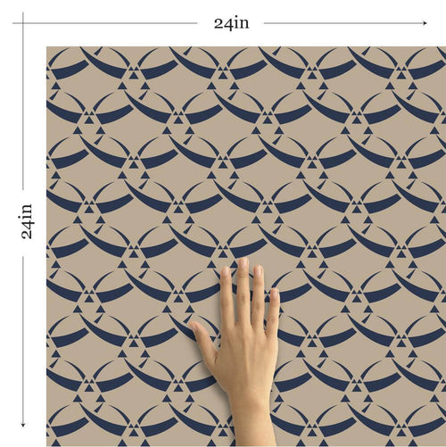 Navy and Beige Textured Geometric Removable Wallpaper 291d| Walls By Me