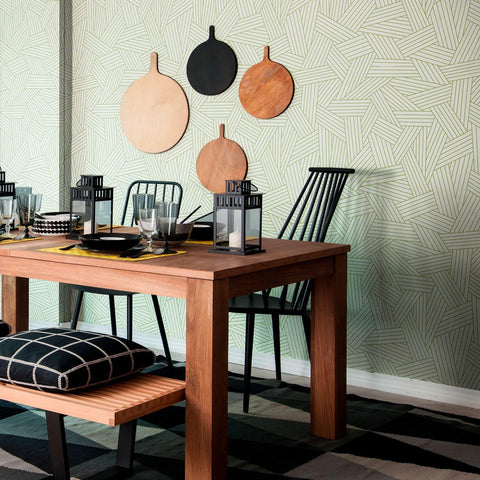 Green and Tan Pattern Geometric Peel and Stick Removable Wallpaper