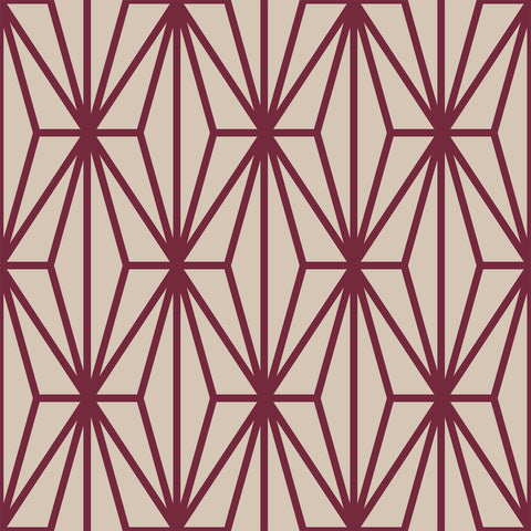 Violet and Beige Diamond Geometric Peel and Stick Removable Wallpaper