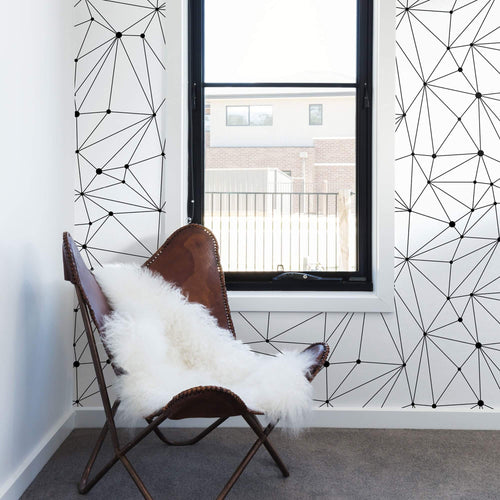 Black and White Lines Geometric Peel and Stick Removable Wallpaper