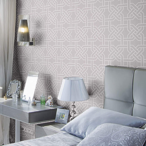 White and Grey Pattern Geometric Peel and Stick Removable Wallpaper