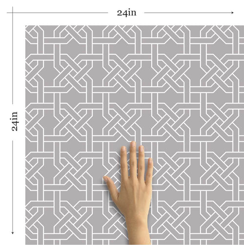 White and Grey Pattern Geometric Peel and Stick Removable Wallpaper