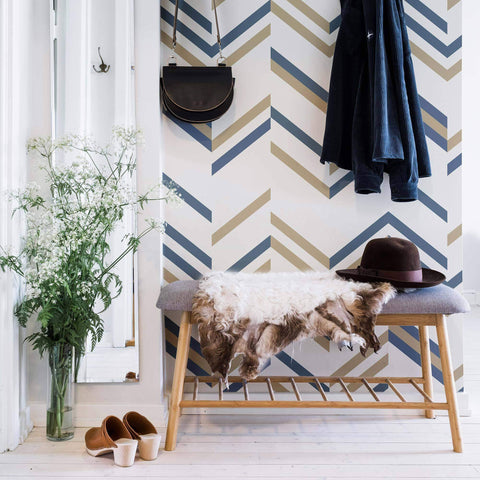 Blue and brown Geometric Peel and Stick Removable Wallpaper for home