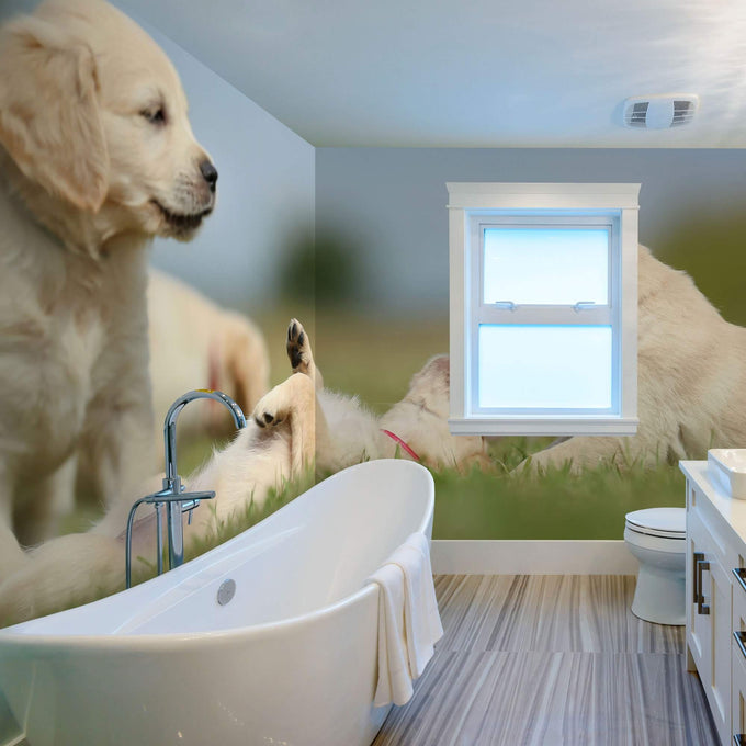 Green and Tan Dog Peel and Stick Removable Wall Mural 5643