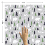 Green and Grey Forest Baby Peel and Stick Removable Wallpaper