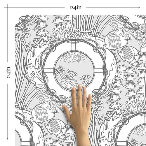 White and Grey Fish Nautical Removable Wallpaper 0518| Walls By Me