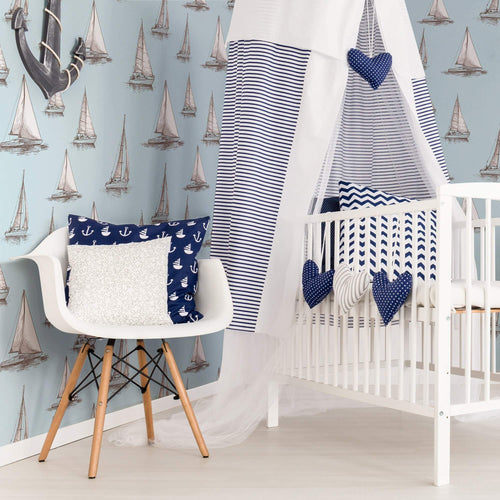 White and Grey Nautical Removable Wallpaper 8242| Walls By Me